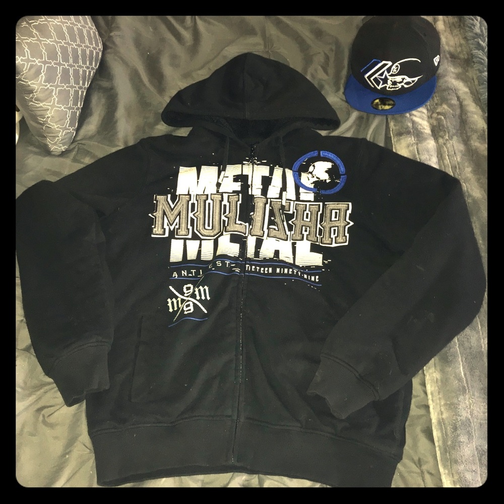 ☠️EUC men’s thick metal Mulisha zip up hoodie🏁